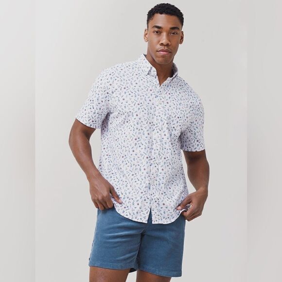 Set The Bar Printed Intercoastal Short Sleeve Button-Down Shirt size XXL - Picture 3 of 6